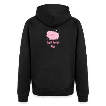 pig - Unisex Premium Organic Zip Hoodie - black - Back - Nico (187cm)