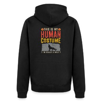 Wolf Halloween Costume Apparel - Unisex Premium Organic Zip Hoodie - black - Back - Nico (187cm)