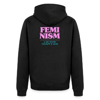 Funny Feminist Feminism Apparel - Unisex Premium Organic Zip Hoodie - black - Back - Nico (187cm)