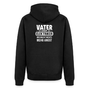 Elektriker Papa Elektrik Vater Elektroniker - Unisex Premium Bio Zip Hoodie - Schwarz - Hinten - Nico (187cm)