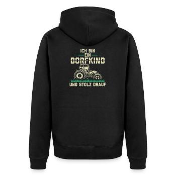 Ich Bin Ein Dorfkind und Stolz Drauf Bauer - Unisex Premium Bio Zip Hoodie - Schwarz - Hinten - Nico (187cm)
