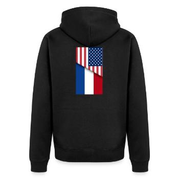 USA Niederlande Niederländische Flagge Dual Citizen American - Unisex Premium Bio Zip Hoodie - Schwarz - Hinten - Nico (187cm)