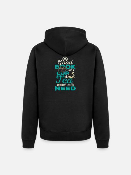 Books and Tea - Unisex Premium Organic Zip Hoodie - black