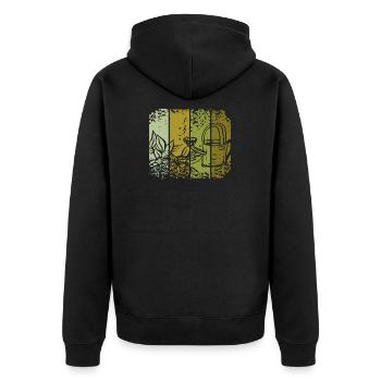 Vintage Gardens - Unisex Premium Organic Zip Hoodie - black - Back - Nico (187cm)