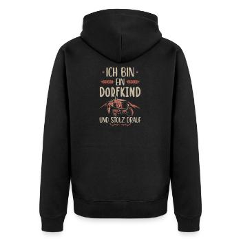 Ich Bin Ein Dorfkind und Stolz Drauf Bauer - Unisex Premium Bio Zip Hoodie - Schwarz - Hinten - Nico (187cm)