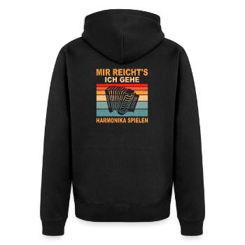 Harmonikaspieler Geschenk Ziehharmonika Volksmusik - Unisex Premium Bio Zip Hoodie - Schwarz - Hinten - Nico (187cm)
