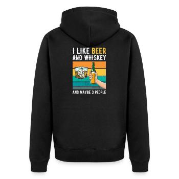whiskey - Unisex Premium Organic Zip Hoodie - black - Back - Nico (187cm)