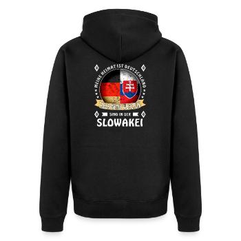 Heimat Deutschland Wurzeln - Unisex Premium Bio Zip Hoodie - Schwarz - Hinten - Nico (187cm)
