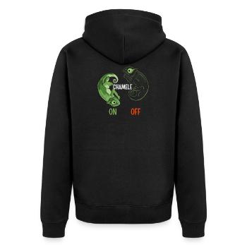 Chameleon Chameleoff I Reptil Echse Terrarium - Unisex Premium Bio Zip Hoodie - Schwarz - Hinten - Nico (187cm)