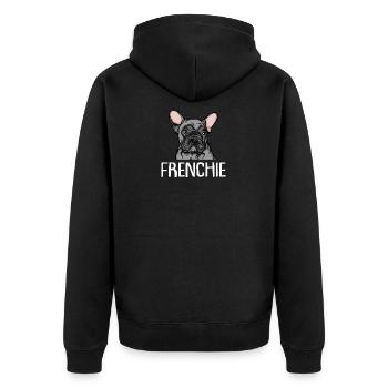 Französische Bulldogge | French Bulldog - Unisex Premium Bio Zip Hoodie - Schwarz - Hinten - Nico (187cm)