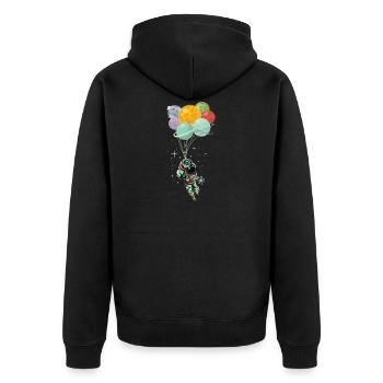 Astronaut - Unisex Premium Bio Zip Hoodie - Schwarz - Hinten - Nico (187cm)