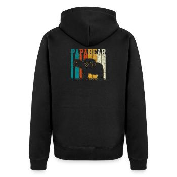 Papa Bär - Unisex Premium Bio Zip Hoodie - Schwarz - Hinten - Nico (187cm)
