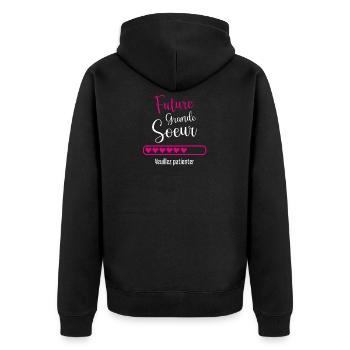 Grande Soeur Annonce Grossesse, Future Grande Soeu - Veste à capuche bio Premium Unisexe - noir - Dos - Nico (187cm)