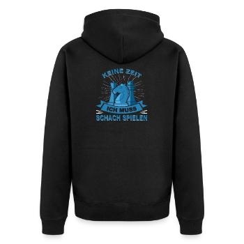 Schachbrett Schach Matt Geschenk Schachspieler - Unisex Premium Bio Zip Hoodie - Schwarz - Hinten - Nico (187cm)