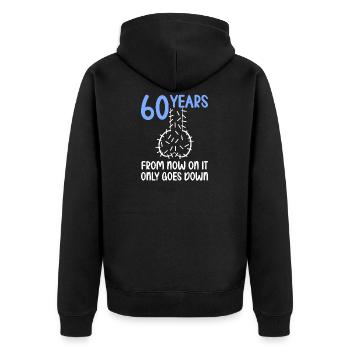 60 years of gravity it goes down 60 years 60. - Unisex Premium Organic Zip Hoodie - black - Back - Nico (187cm)