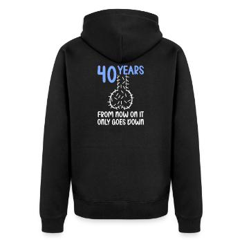40 Jahre Schwerkraft es geht abwärts 40 Jahre 40. - Unisex Premium Bio Zip Hoodie - Schwarz - Hinten - Nico (187cm)