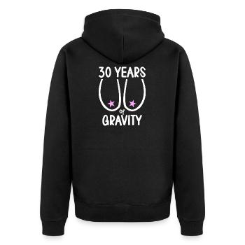30 Jahre Schwerkraft es geht abwärts 30 Jahre 30. - Unisex Premium Bio Zip Hoodie - Schwarz - Hinten - Nico (187cm)