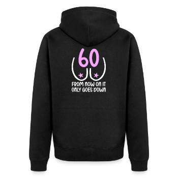 60 years of gravity it goes down 60 years 60. - Unisex Premium Organic Zip Hoodie - black - Back - Nico (187cm)