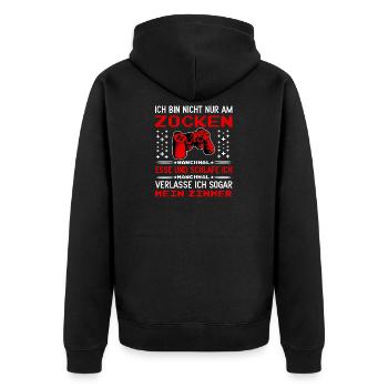 Gamer Zocken Gaming Zocker Videospiel Zocken - Unisex Premium Bio Zip Hoodie - Schwarz - Hinten - Nico (187cm)