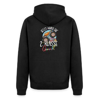 2. Klasse Junge Monster Truck Auto Geschenk - Unisex Premium Bio Zip Hoodie - Schwarz - Hinten - Nico (187cm)