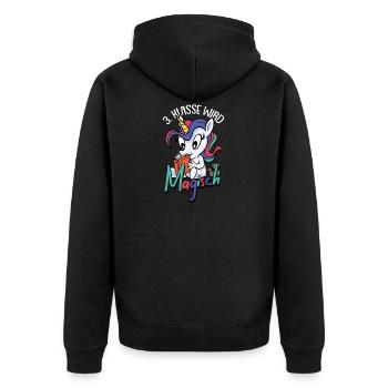 3. Klasse Schule Grundschule Einhorn Geschenk - Unisex Premium Bio Zip Hoodie - Schwarz - Hinten - Nico (187cm)