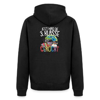 3. Klasse Auto Grundschule Junge Geschenk - Unisex Premium Bio Zip Hoodie - Schwarz - Hinten - Nico (187cm)
