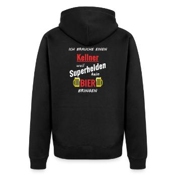 Cooler Spruch - Unisex Premium Bio Zip Hoodie - Schwarz - Hinten - Nico (187cm)