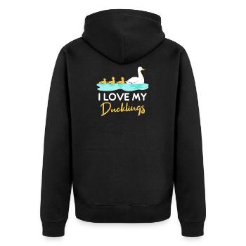 I love my baby ducks ducks Mama Laufente - Unisex Premium Organic Zip Hoodie - black - Back - Nico (187cm)