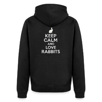 Keep Calm love Rabbits - Veste à capuche bio Premium Unisexe - noir - Dos - Nico (187cm)
