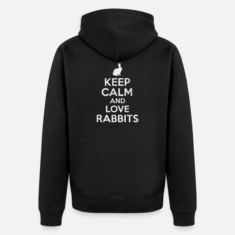 Keep Calm love Rabbits - Veste à capuche bio Premium Unisexe - noir