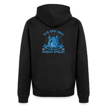 Schachbrett Schach Matt Geschenk Schachspieler - Unisex Premium Bio Zip Hoodie - Schwarz - Hinten - Nico (187cm)