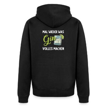 Gin Mal wieder was Ginvolles machen Gin - Unisex Premium Bio Zip Hoodie - Schwarz - Hinten - Nico (187cm)
