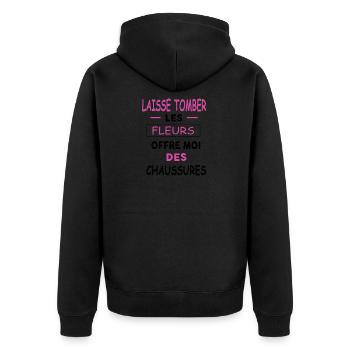 laisse tomber les fleurs offre moi des chaussures - Veste à capuche bio Premium Unisexe - noir - Dos - Nico (187cm)