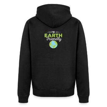 Ich bin umweltfreundliche Umwelt Erneuerbare Energien - Unisex Premium Bio Zip Hoodie - Schwarz - Hinten - Nico (187cm)
