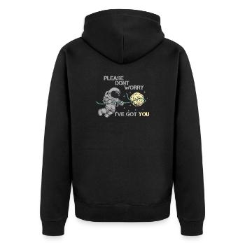 Space Weltraum - Unisex Premium Bio Zip Hoodie - Schwarz - Hinten - Nico (187cm)
