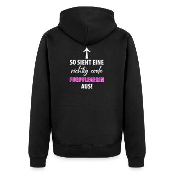 Fußpflege Pediküre Podologe Nagelstudio Geschenk - Unisex Premium Bio Zip Hoodie - Schwarz - Hinten - Nico (187cm)