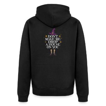 We Are The Daughters Of The Witches You Could Not - Unisex Premium Bio Zip Hoodie - Schwarz - Hinten - Nico (187cm)