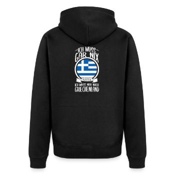 Ich Muss Nach Griechenland Urlaub Griechisch - Unisex Premium Bio Zip Hoodie - Schwarz - Hinten - Nico (187cm)