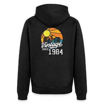 Vintage 1984 84 Anniversaire Rétro Millésime cadeau - Veste à capuche bio Premium Unisexe - noir - Dos - Nico (187cm)