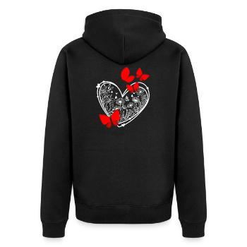 Liebe Liebesbaum Herz Valentinstag Liebe dich - Unisex Premium Bio Zip Hoodie - Schwarz - Hinten - Nico (187cm)