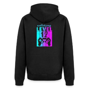 Level 12 Gaming Controller 12th Birthday - Unisex Premium Organic Zip Hoodie - black - Back - Nico (187cm)