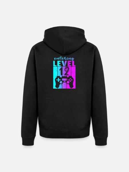 Level 12 Gaming Controller 12. Geburtstag - Unisex Premium Bio Zip Hoodie - Schwarz