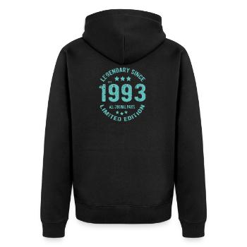 1993 Anniversaire - Veste à capuche bio Premium Unisexe - noir - Dos - Nico (187cm)