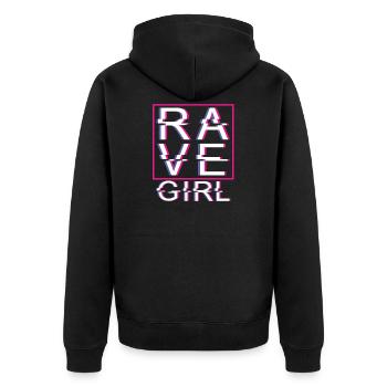 Rave Girl Rave Mädchen - Unisex Premium Bio Zip Hoodie - Schwarz - Hinten - Nico (187cm)
