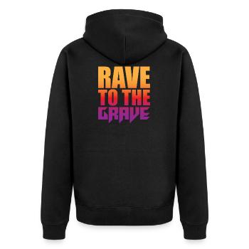 Rave To The Grave - Unisex Premium Organic Zip Hoodie - black - Back - Nico (187cm)