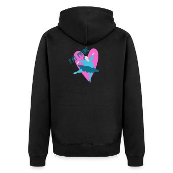 Fat Pride! Happy fat woman dancing - Unisex Premium Organic Zip Hoodie - black - Back - Nico (187cm)