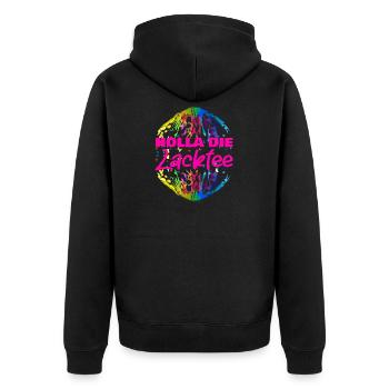 Holla die Lackfee | Lackierer | Maler - Unisex Premium Bio Zip Hoodie - Schwarz - Hinten - Nico (187cm)