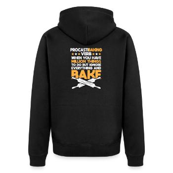 Procrastibaking - Cadeau - Veste à capuche bio Premium Unisexe - noir - Dos - Nico (187cm)