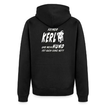 FEINER KERL HUND IST NETT - Unisex Premium Bio Zip Hoodie - Schwarz - Hinten - Nico (187cm)