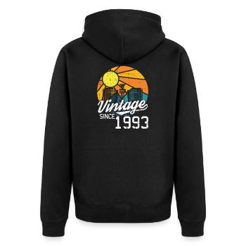Vintage 1993 93 Birthday Retro Vintage Gift - Unisex Premium Organic Zip Hoodie - black - Back - Nico (187cm)